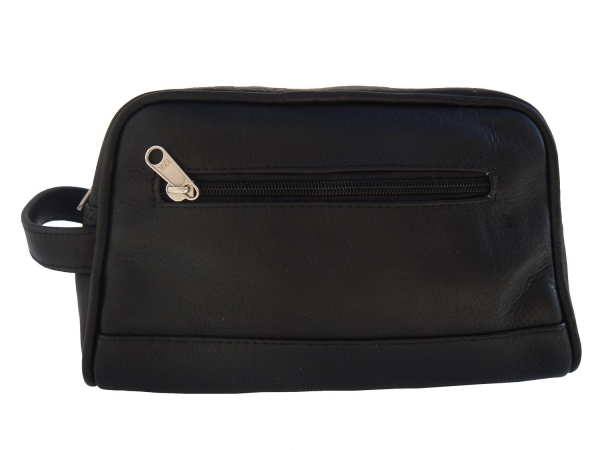 Picture of Piel 7752-BLK Top Zip Toiletry Kit in Leather - Black