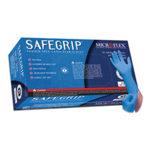 SafeGrip Powder-Free Latex Gloves- Blue - Medium