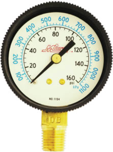 Picture of Milton MIL1194 Air Pressure Gauge- .25&quot; Bottom Back- 0-160 PSI
