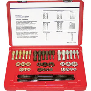 Hand Tools KAS972 40-Pc SAE & Metric Thread Restorer Kit