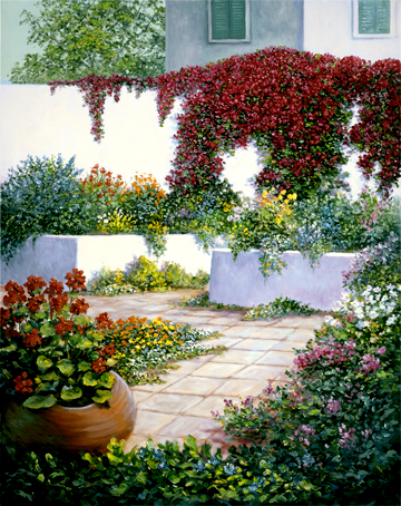 Picture of The Monarch Collection TMC-WB-02-24X30 Tropical Courtyard-24X30 Painting