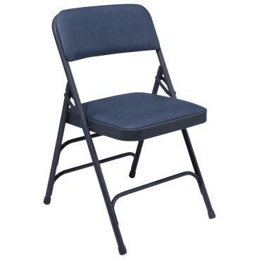 National Public Seating 210 Premium All Steel Folding Chair Blue- Set of 4