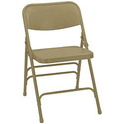 301 Premium Triple Brace Double Hinge  All Steel Folding Chair Beige- Set of 4 -  National Public Seating