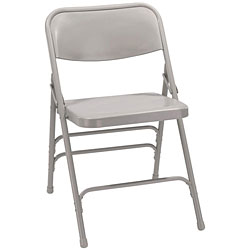 National Public Seating 302 Premium Triple Brace Double Hinge All Steel Folding Chair Grey- Set of 4