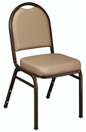 Picture of National Public Seating 9201-M Dome-Back Vinyl Upholstered Stack Chair French Beige with  Mocha Frame