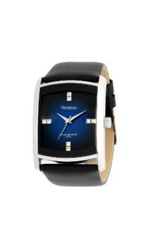 Picture of Armitron 204604dbsvbk Men&amp;apos;s Dress Crystal Accented Silver-Tone Black Leather Strap Watch