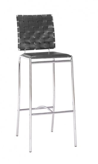 333072 Criss Cross Barstool Black- Chrome Set of 2 -  Zuo