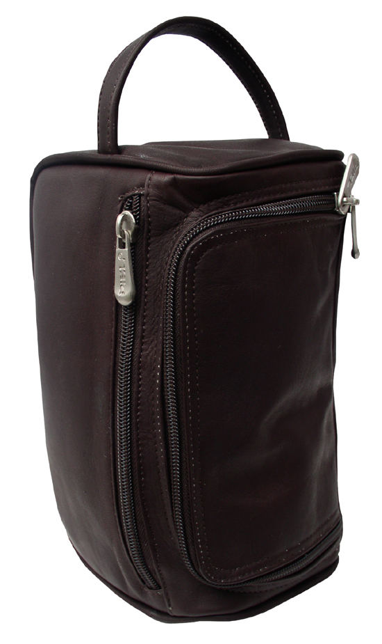 Picture of Piel 9436-CHC Leather Toiletry Utility Kit - Chocolate