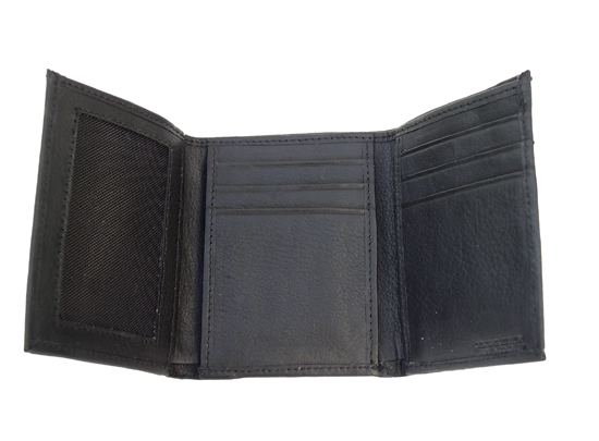 9053-BLK Tri Fold Wallet with Multiple Card Slots - Black