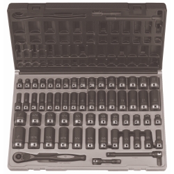 GRY81659CRD 59 Pc .38" Dr. 6 Point Standard and Deep Length Fractional and Metric Duo-Socket Set