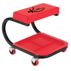 K Tool 74981 Padded Creeper Seat, 7" x 14", with Plastic Storage Tray, Four 2-1/2" Rubber Casters, Metal Frame