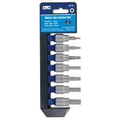Metric Hex Bit Square,D Socket Set,7pcs.