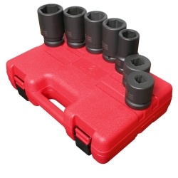 1 in Drive Metric 6 Point Deep & Double Square Budd Wheel 7-Piece Impact Socket Set
