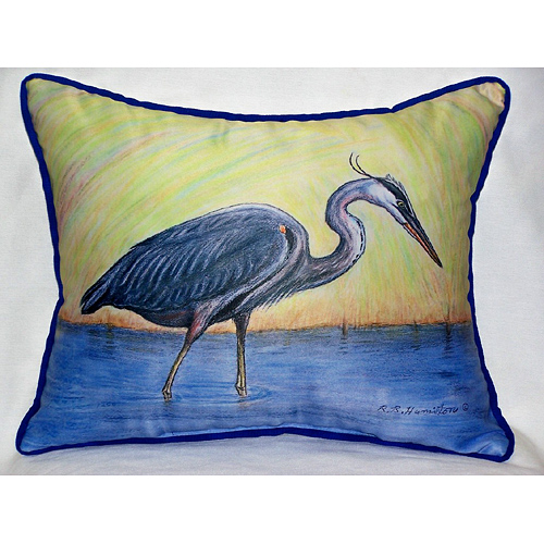 Picture of Betsy Drake HJ027 Blue Heron Art Only Pillow 15&quot;x22&quot;