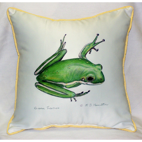 Picture of Betsy Drake HJ040 Green Treefrog Art Only Pillow 18&quot;x18&quot;