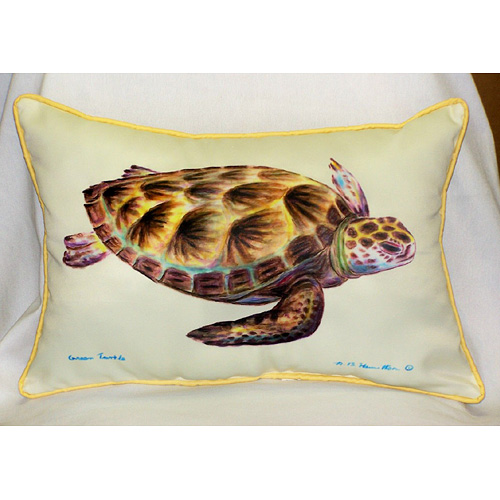 Picture of Betsy Drake HJ044 Green Sea Turtle Art Only Pillow 15&quot;x22&quot;