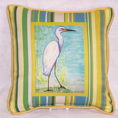 SN025 Egret Small Outdoor-Indoor Pillow 12"x12"