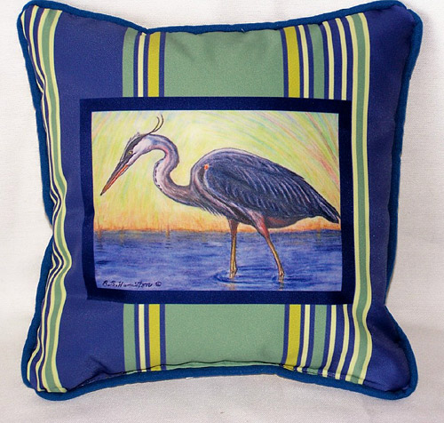 Blue Heron Small Outdoor-Indoor Pillow 12"x12"