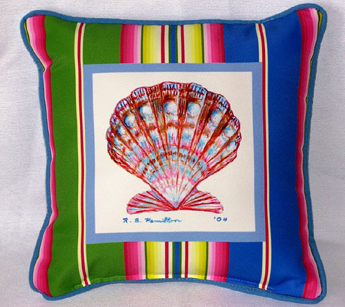 Scallop Shell Small Outdoor-Indoor Pillow 12"x12"