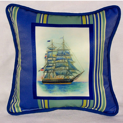 Whaling Ship Small Outdoor-Indoor Pillow 12in.x12in.