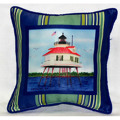 Drum Point Lighthouse Small Outdoor Pillow 12x12