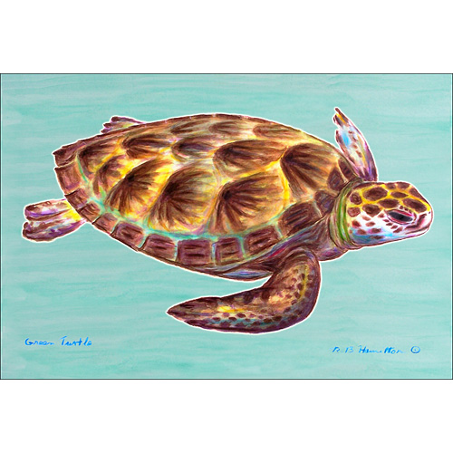 Picture of Betsy Drake DM044G Green Sea Turtle Door Mat 30&quot;x50&quot;