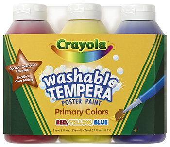Picture of Crayola Llc Formerly Binney & Smith Bin543181 Tempera Paint Washable 3Ct 8Oz Primary Color Set Artista Ii