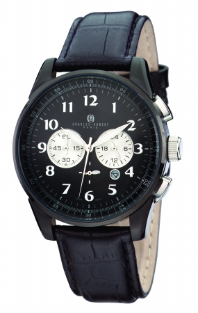 Picture of Charles-Hubert- Paris Mens Matte Black Finish Stainless Steel Case Chronograph Quartz Watch #3824-B
