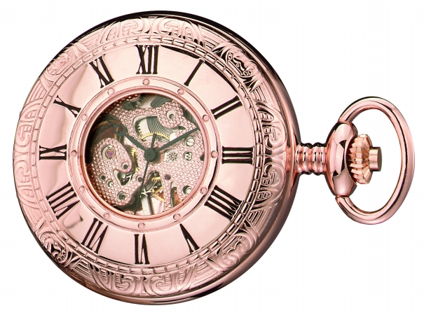 Picture of Charles-Hubert- Paris Brass Rose Gold-Plated Mechanical Hunter Case Pocket Watch #3806