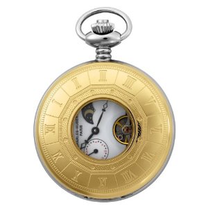 Picture of Charles-Hubert- Paris Stainless Steel Two-Tone Mechanical Hunter Case Pocket Watch #3553-T