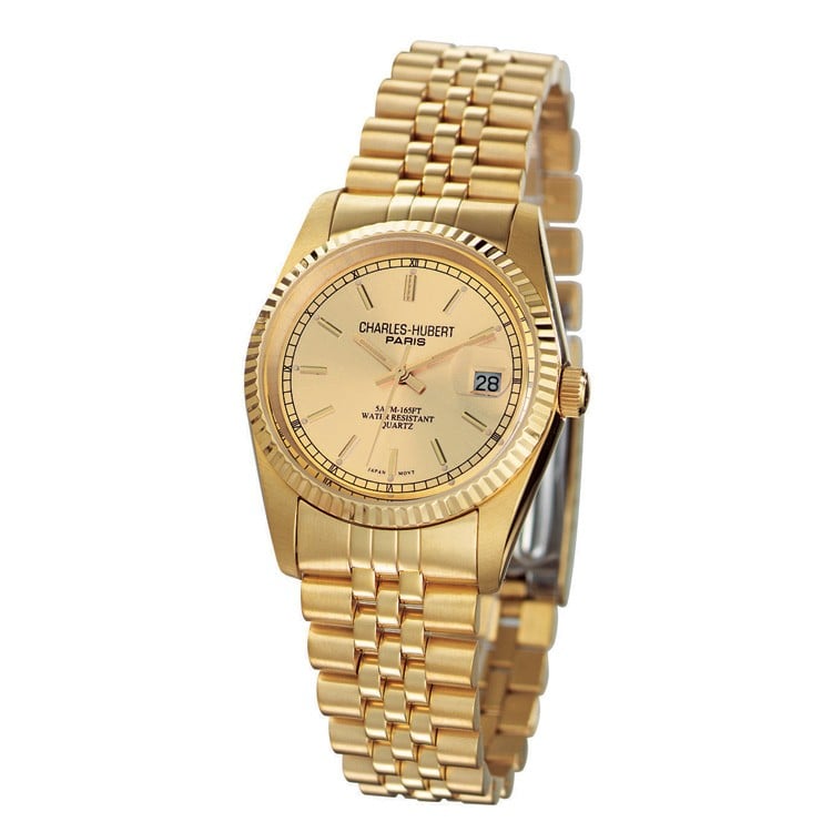 Picture of Charles-Hubert- Paris Mens Gold-Plated Stainless Steel Quartz Watch #3635-GY