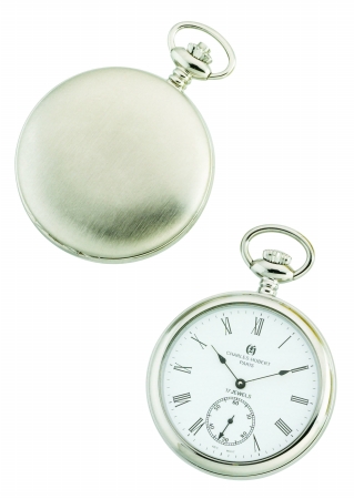 Picture of Charles-Hubert- Paris Stainless Steel Mechanical Open Face Pocket Watch #3756-WR