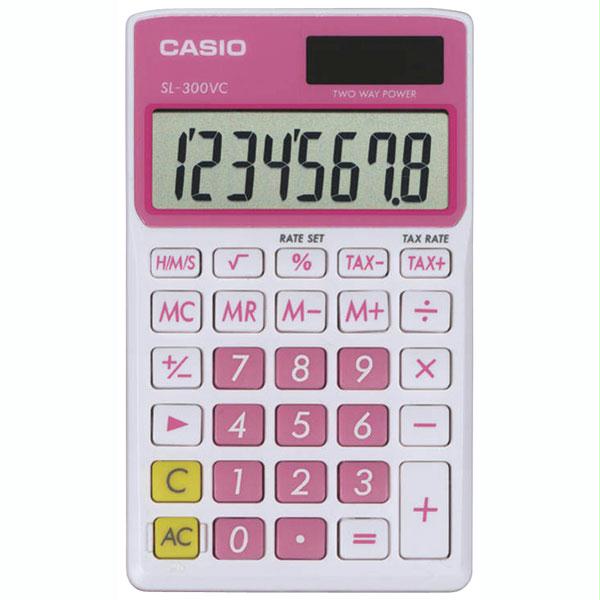 Picture of Casio Sl300Vcpksih Solar Wallet Calculator With 8-Digit Display - Pink