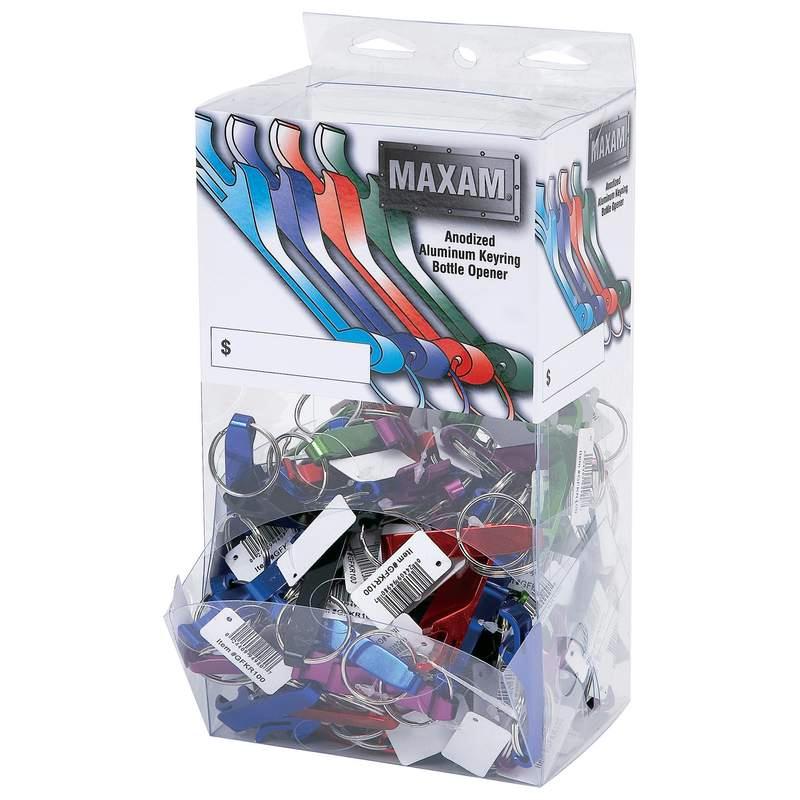 Picture of Maxam GFKR100 Maxam 100 Pieces Assorted Colors Aluminum Key Ring Bottle Openers
