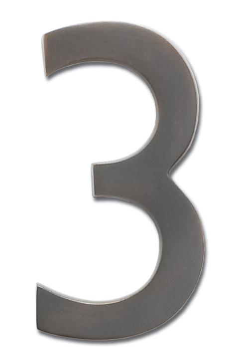 Picture of Architectural Mailboxes 3582DC Number 3 Solid Cast Brass 4 inch Floating House Number Dark Aged Copper &quot;3&quot;