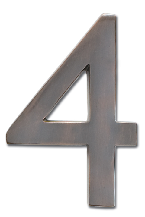 Picture of Architectural Mailboxes 3582DC Number 4 Solid Cast Brass 4 inch Floating House Number Dark Aged Copper &quot;4&quot;