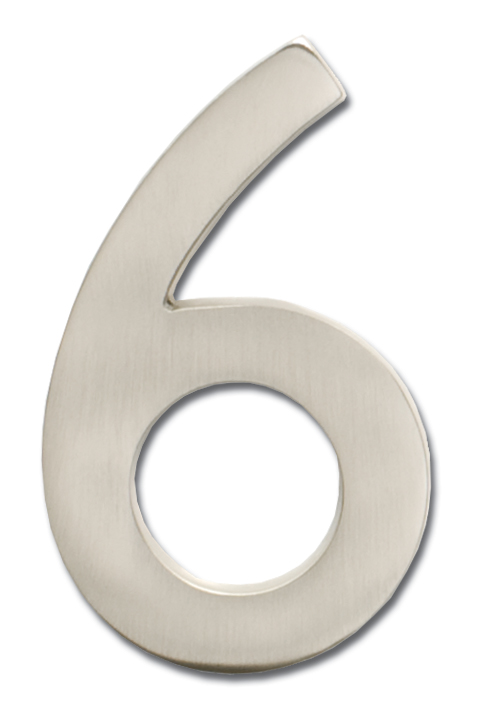 Picture of Architectural Mailboxes 3582SN Number 6 Solid Cast Brass 4 inch Floating House Number Satin Nickel &quot;6&quot;
