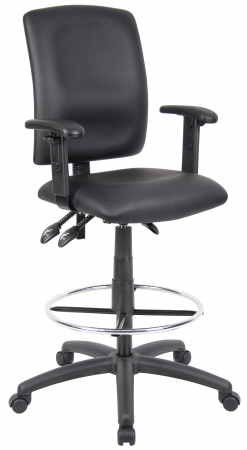 Picture of Boss B1646 Multi-Function Leatherplus Drafting Stool With Adjustable Arms