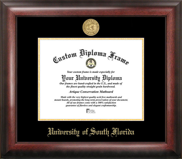 University of South Florida Gold Embossed Diploma Frame