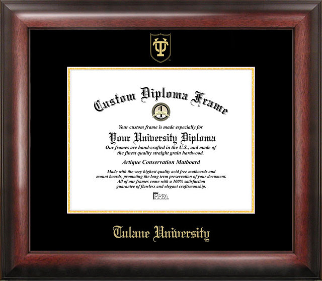 Tulane University Gold Embossed Diploma Frame