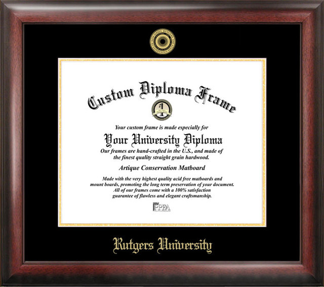 Picture of Campus Images NJ999GED Rutgers Gold Embossed Diploma Frame - Classic Satin Mahogany