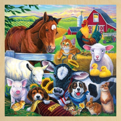 Picture of Masterpieces 11018 Farm Friends Wooden Tray Puzzle - 48 Piece