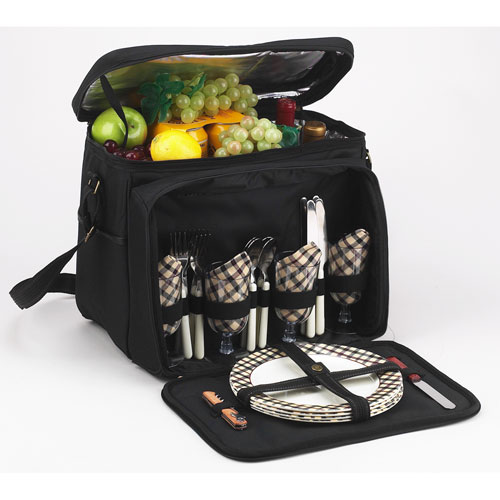 Picture of Picnic At Ascot 230-L London Cooler For 4- Black-Plaid