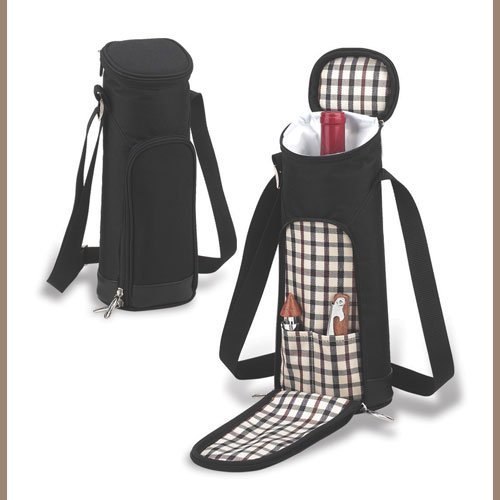 Picture of Picnic At Ascot 397-L London Single Bottle Carrier With Tools- Black-Plaid