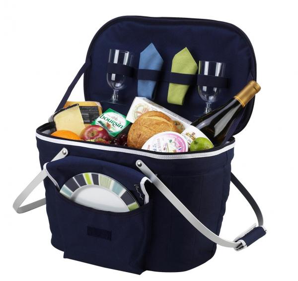 Picture of Picnic At Ascot 408-B Collapsible Insulated Picnic Basket For 2- Navy