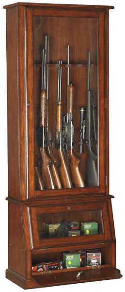 Picture of American Furniture Classics 898 12 Gun Oak Slanted Base Gun Cabinet