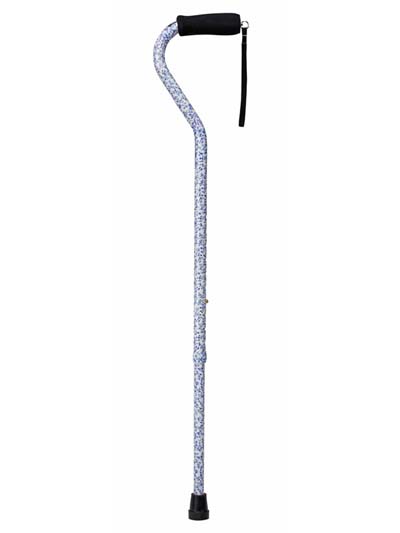 502-1300-9903 Lightweight Adjustable Designer Cane - Offset Handle - Tiny Flowers