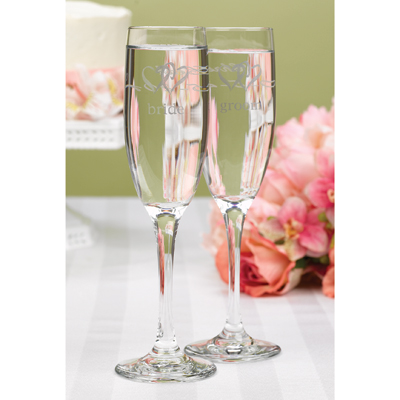 Picture of Hortense B. Hewitt 52107P Linked Heart Bride And Groom Flutes