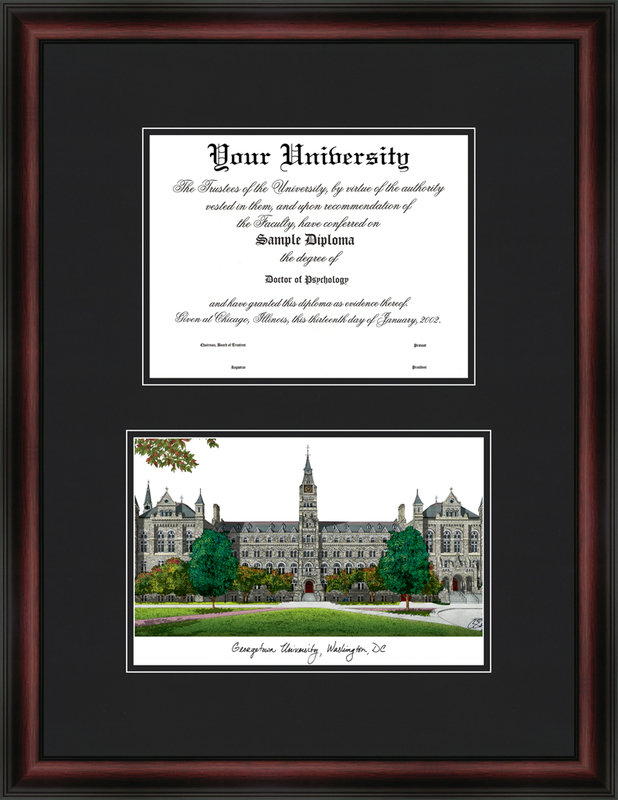 Picture of Campus Images DC996D Georgetown University Diplomate Framed Lithograph