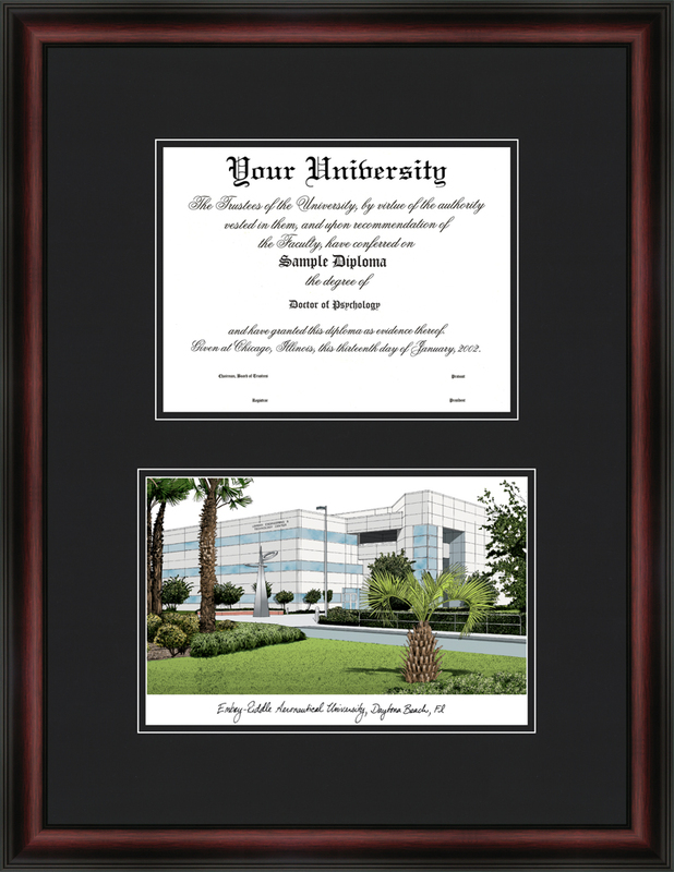 Picture of Campus Images FL995D Embry-Riddle University Diplomate Framed - Satin Mahogany